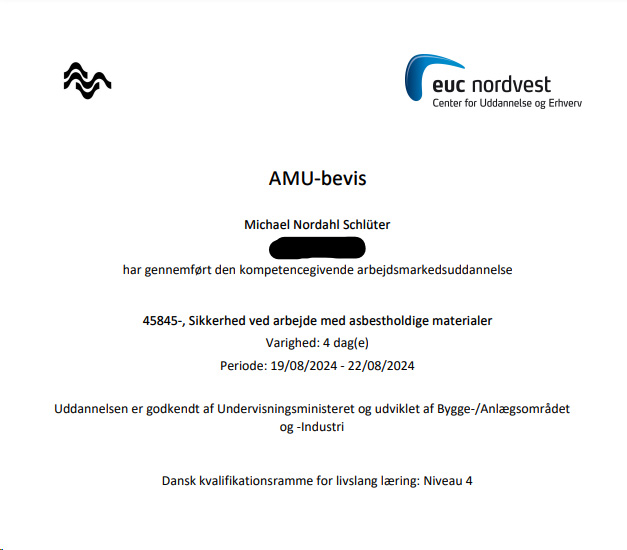 AMU bevis asbest